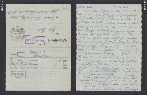 1916 wwi german - feldpost, cover
